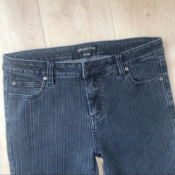 Gasoline Jeans Women’s Size 10 US‎ Black Striped Denim Straight Leg - Picture 6 of 11